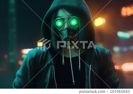 Cyberpunk girl. Science future digital. Fictional person. Generate Ai 103365683