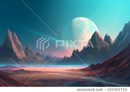 Fantasy planet landscape. World science. Generate Ai Fantasy planet landscape. World science. Generate Ai 103365710