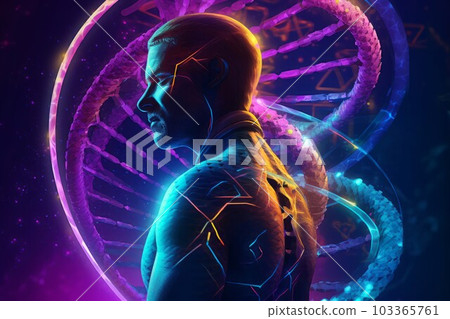 Dna molecule man. Nature evolution. Fictional person. Generate Ai Dna molecule man. Nature evolution. Fictional person. Generate Ai 103365761