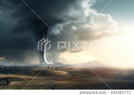Destructive torando vortex. Damage rain. Generate Ai 103365772