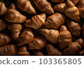 Croissant background. Delicious baking dessert. Generate Ai 103365805