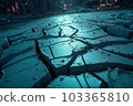 Cracked city road concrete. Dirty broken. Generate Ai 103365810