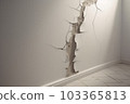 Crack wall house. Break photo. Generate Ai 103365813