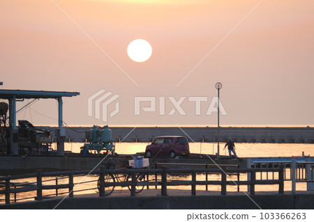 Mie Prefecture Shirako Port Green Space at sunrise 103366263