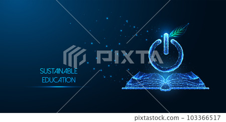 Sustainable education, environmental awareness, Eco-literacy futuristic concept banner Sustainable education, environmental awareness, Eco-literacy futuristic concept banner 103366517