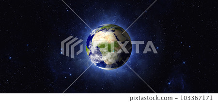 Earth, galaxy, nebula and stars. Europe, Africa, Asia. 103367171