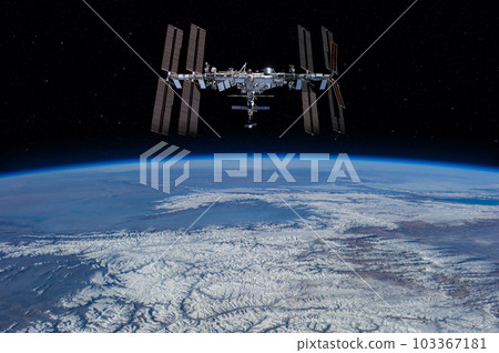 International space station on orbit of Earth. International space station on orbit of Earth. 103367181