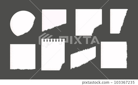 Ripped note papers vector illustrations collection. Set for diary, notepad, planner. Ripped note papers vector illustrations collection. Set for diary, notepad, planner. 103367235