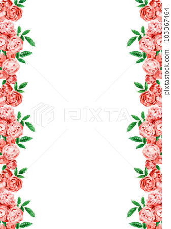 Analog watercolor pink mini rose vertical line decorative frame Analog watercolor pink mini rose vertical line decorative frame 103367464
