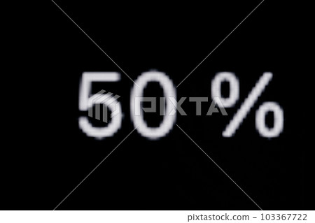 White pixel number fifty - 50 percent on black background White pixel number fifty - 50 percent on black background 103367722