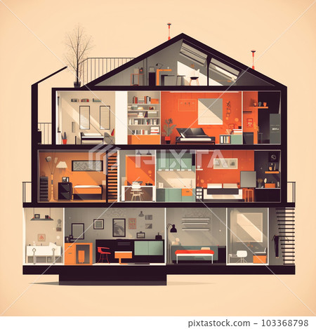 Illustration of a cross section of an apartment 103368798