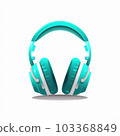 Illustration of light blue headphones 103368849