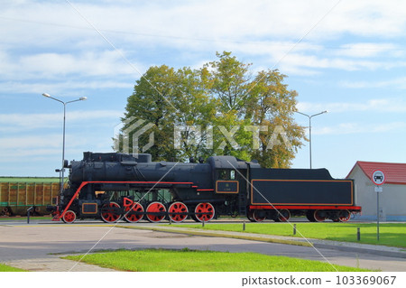 A locomotive on display in front of Klaipeda station, a city facing the Baltic Sea in Lithuania, one of the three Baltic countries in Northern Europe A locomotive on display in front of Klaipeda station, a city facing the Baltic Sea in Lithuania, one of the three Baltic countries in Northern Europe 103369067