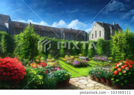 《AI image》開滿鮮花的美麗花園 103369111