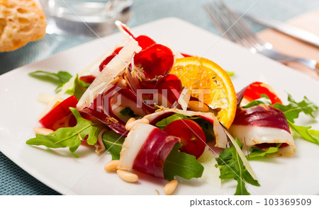 Salad with duck ham 103369509