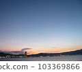 Lake Biwa, dusk and crescent moon 103369866