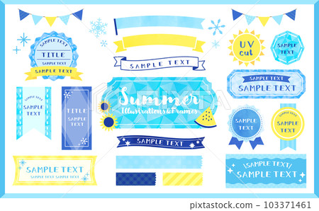 可以在夏天使用的酷炫水彩風格插圖和框架集 103371461
