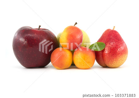 Multivitamin and juicy rich fruits over white background Multivitamin and juicy rich fruits over white background 103371883