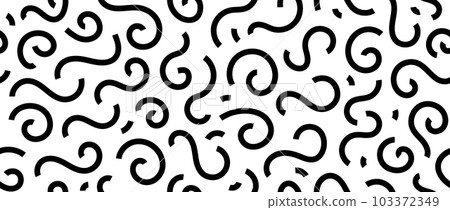 Abstract doodle lines seamless pattern. Black and white childish scribble repeating background. Basic shapes and curved stripes wallpaper. Vector backdrop  103372349