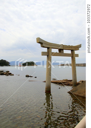 從蘆屋町嘉尾神社的水中鳥居看到的堂山 103372972