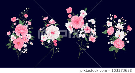 Set of bouquets with pink roses and daisies Set of bouquets with pink roses and daisies 103373658