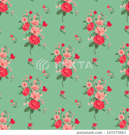 Seamless spring vector pattern with floral motif Seamless spring vector pattern with floral motif 103373661