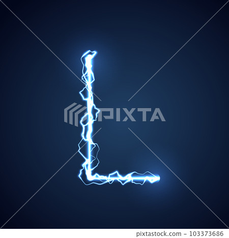 Blue lightning style letter or alphabet L. lightning and thunder bolt or electric font, glow and sparkle effect on blue background. vector design. Blue lightning style letter or alphabet L. lightning and thunder bolt or electric font, glow and sparkle effect on blue background. vector design. 103373686