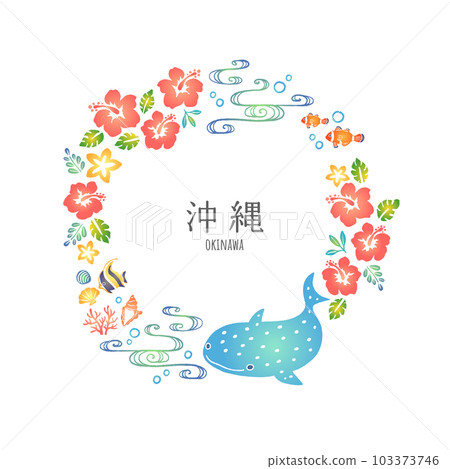 Illustration frame with Okinawan motifs Illustration frame with Okinawan motifs 103373746