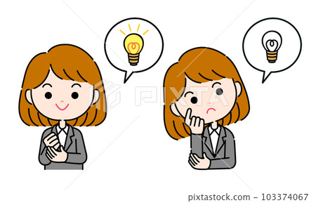 Inspiration expression illustration of a woman in a suit with a speech bubble Inspiration expression illustration of a woman in a suit with a speech bubble 103374067