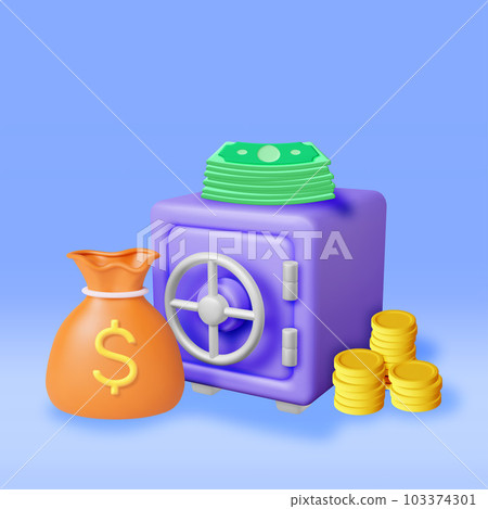 3d Safe Box Full of Money Isolated 3d Safe Box Full of Money Isolated 103374301
