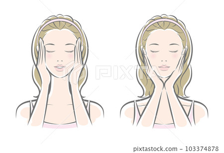 一個女人做皮膚護理的矢量圖 103374878