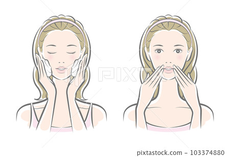 一個女人做皮膚護理的矢量圖 一個女人做皮膚護理的矢量圖 103374880