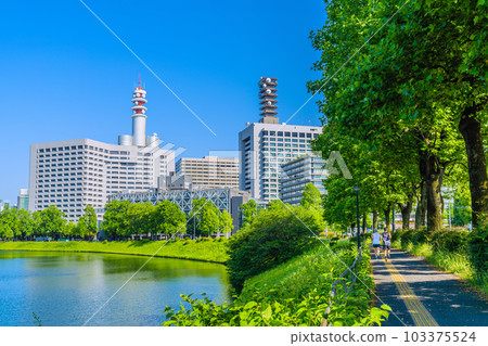 日本的東京城市景觀初夏的一天......期待在新綠中閃耀的政府辦公區和Uchibori街道(後面的警視廳等)= 5月17日 日本的東京城市景觀初夏的一天......期待在新綠中閃耀的政府辦公區和Uchibori街道(後面的警視廳等)= 5月17日 103375524