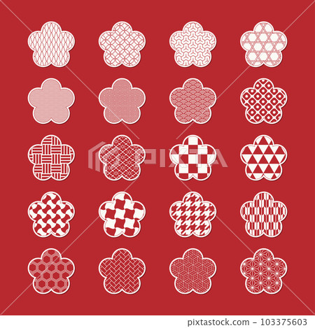 Japanese pattern sticker icon (plum) Japanese pattern sticker icon (plum) 103375603