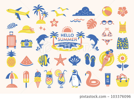 夏天和海灘圖標插圖素材 夏天和海灘圖標插圖素材 103376096