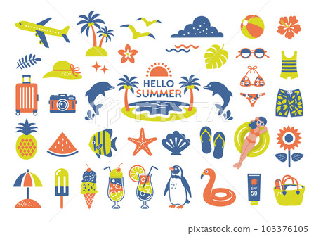 夏天和海灘圖標插圖素材 103376105