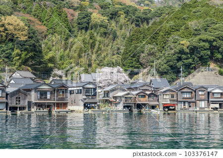 Ine-cho, Kyoto Prefecture, a popular tourist destination with a historic townscape, Ine-no-Funaya in fine weather 103376147