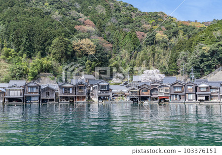 Ine-cho, Kyoto Prefecture, a popular tourist destination with a historic townscape, Ine-no-Funaya in fine weather 103376151