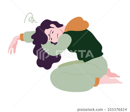 Illustration of a person who is unmotivated and suffers from malaise and fatigue 103376814