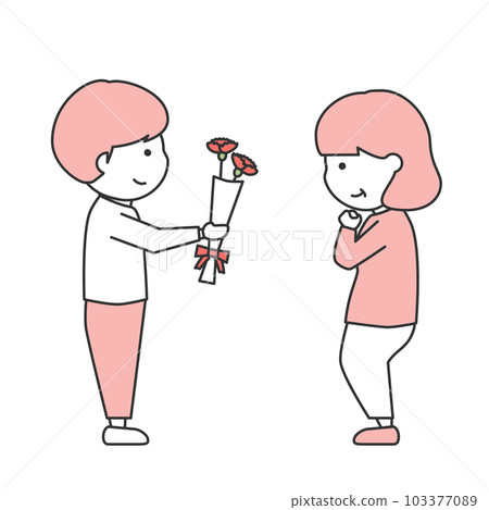 給中年婦女獻花的男孩 給中年婦女獻花的男孩 103377089