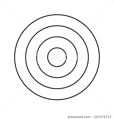 Concentric circles isolated on white background. Circular ripple icon. Vortex, sonar wave, soundwave, sunburst, radio signal, target aim, pain signs 103378715