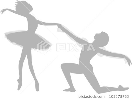 雙人舞芭蕾舞演員的灰色剪影 103378763