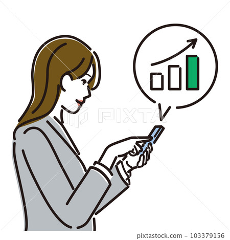 Female business person checking graph on smartphone Female business person checking graph on smartphone 103379156