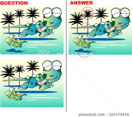 Find the difference quiz with cute dinosaurs flying in the sky 103379438