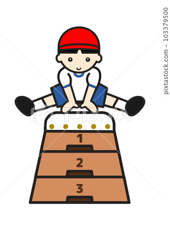 boy jumping vaulting box 103379500