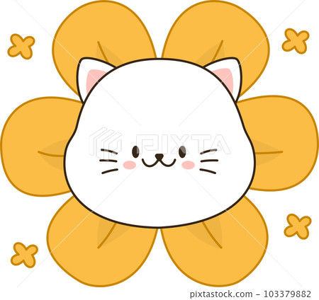 Cartoon cute white cat with flower 103379882