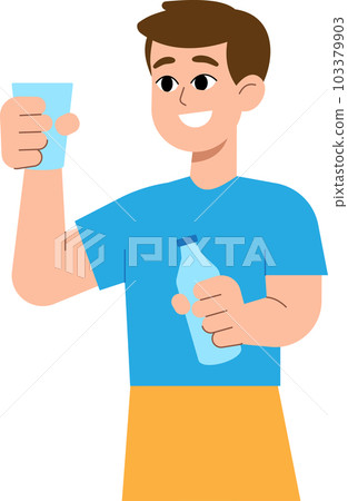 Man Drinking water Cartoon Style illustration. Man Drinking water Cartoon Style illustration. 103379903