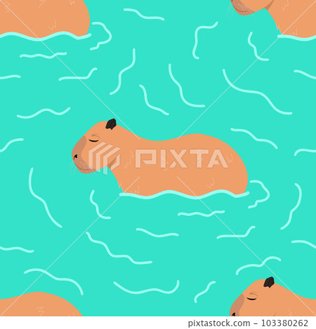 Cartoon Capybara seamless pattern. 103380262