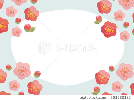 帶梅花的日式框架,淡藍色的一面 帶梅花的日式框架,淡藍色的一面 103380382