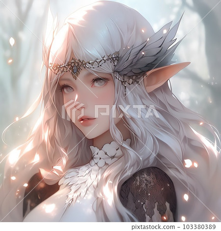 Profile of a divine elf with light pigment | Generative AI 103380389